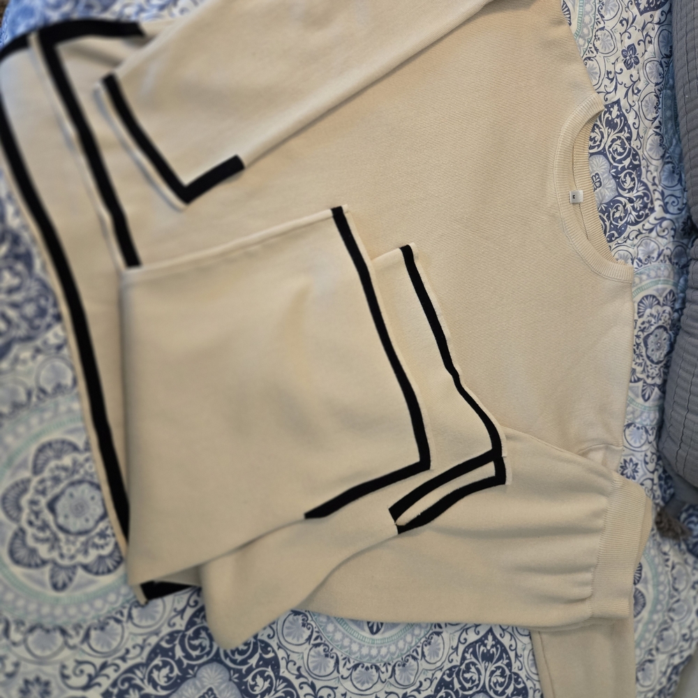 Cream Sweater with Black Trim